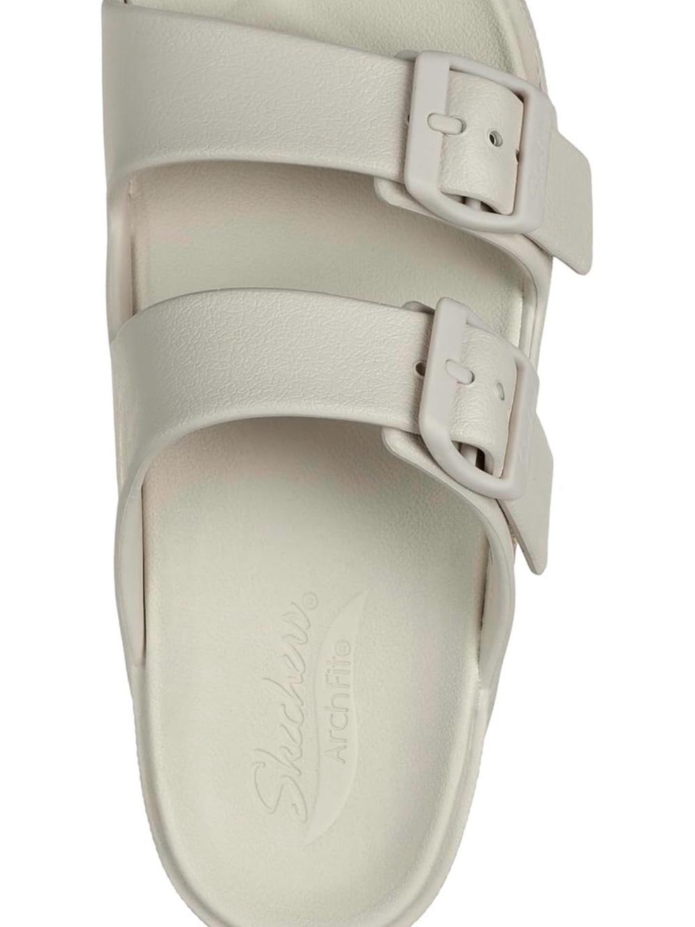 Skechers Women’s Cream Double-Buckle Slide Sandal